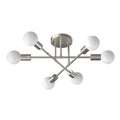 Briignite 16 in. 6-Light Modern Nickel Linear Semi-Flush Mount Sputnik Ceiling Light Fixture for Dining Room, Kitchen, Bedroom