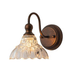 LLHZSY 6.7 in. 1-Light Antique Bronze Vintage Bathroom Vanity Light with Flower Glass Shade