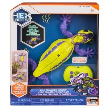 Hex Bots Wall Crawler Chameleon RC Robot Toy – Remote Control Wall-Climbing Glow-in-the-Dark Purple Body & Green Shell