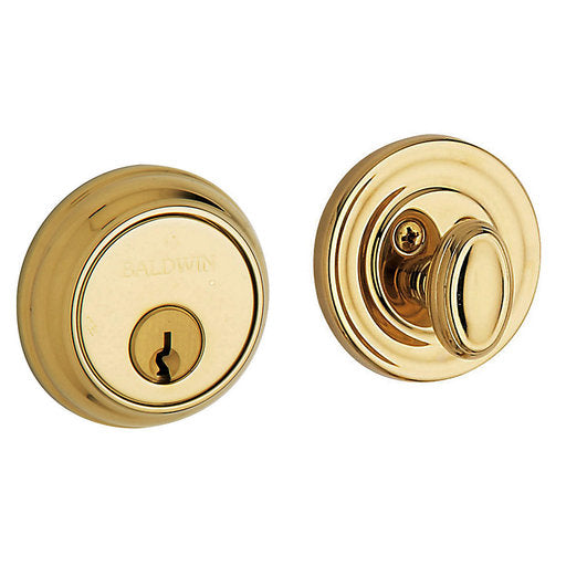 Baldwin 8031 Traditional Solid Brass Single Cylinder Keyed Entry Deadbolt from the Estate Collection Non-Lacquered Brass