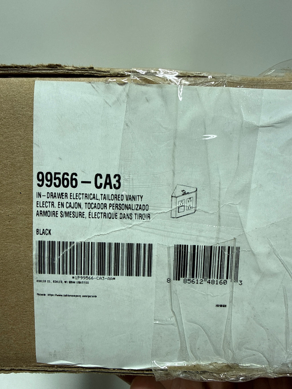 Kohler Drawer Electrical Outlet K-99566-CA3, Black