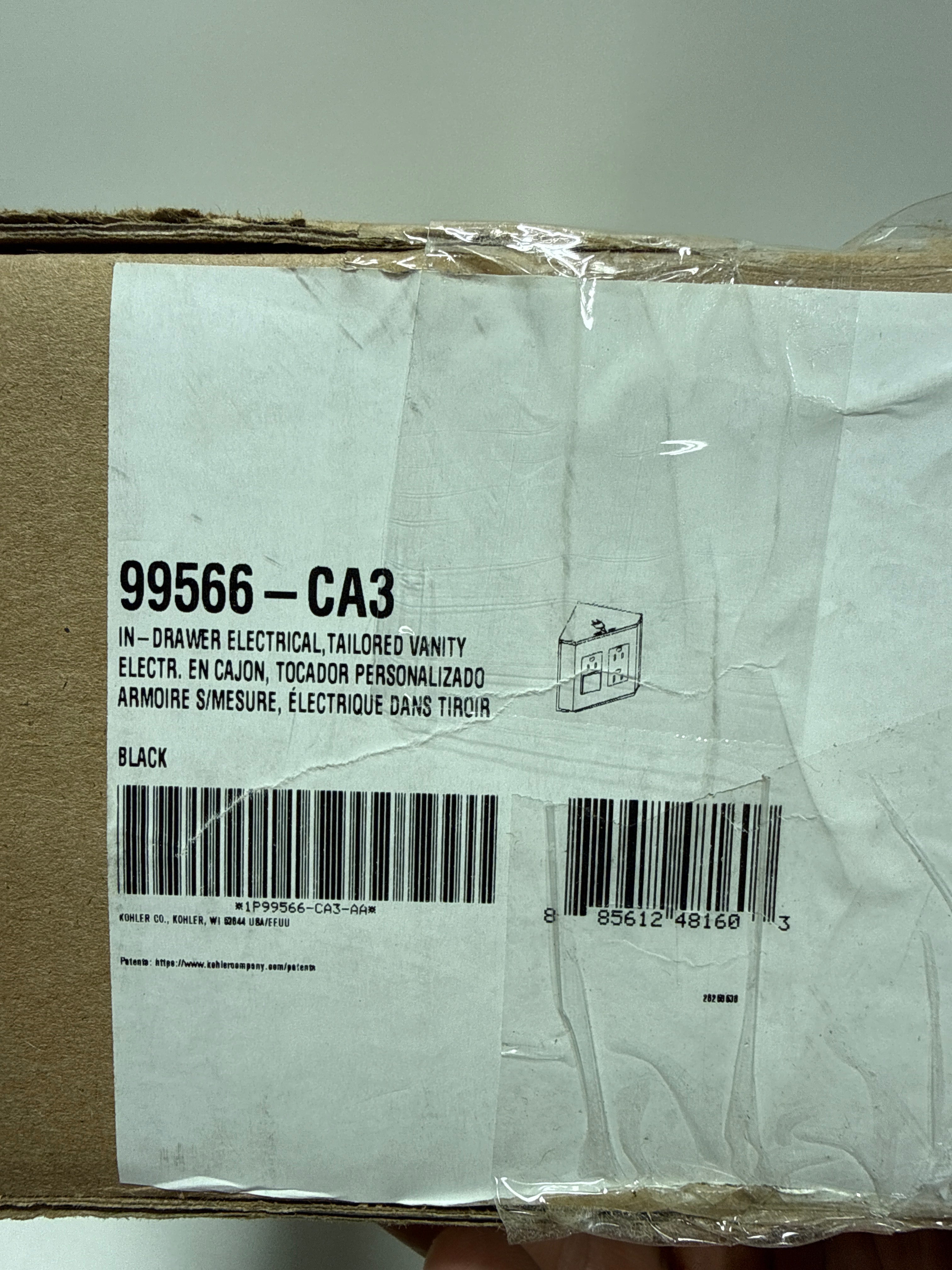 Kohler Drawer Electrical Outlet K-99566-CA3, Black