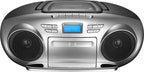 Insignia - AM/FM Radio Portable CD Boombox with Bluetooth - Silver/Black - *Headphones & Tech Accessories