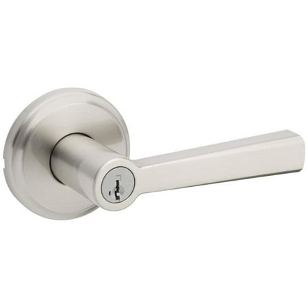 Trafford Lever Entry Door Lock SmartKey with 6AL Latch and RCS Strike Satin Nickel Finish