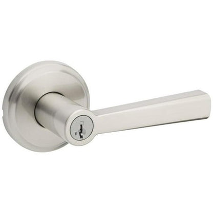 Trafford Lever Entry Door Lock SmartKey with 6AL Latch and RCS Strike Satin Nickel Finish