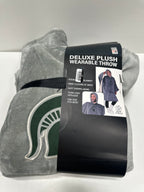 Pegasus - Michigan State Spartans 60" X 80" Logo Patch Team Color Bloncho with Sherpa - Multicolor
