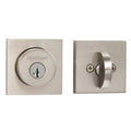 Kwikset 158SQT-15S.STRKP Halifax Square Rose Single Cylinder Deadbolt SmartKey with 6AL Latch and STRKP Strike Pack which includes Square Corner, Round Corner and 5303 Round Corner Full Lip Strikes KA3 Satin Nickel Finish