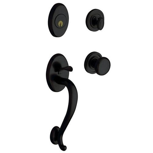 Baldwin 85315.ENTR Logan Single Cylinder Handleset with Classic Interior Knob, Satin Black