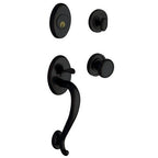 Baldwin 85315.ENTR Logan Single Cylinder Handleset with Classic Interior Knob, Satin Black
