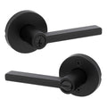 Kwikset Halifax Entry Door Handle with Lock and Key, Secure Round Keyed Reversible Lever Exterior, for Front Entrance and Bedrooms, Matte Black