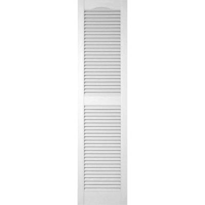 2 See Desc Ekena Millwork 12 W X 62 H Lifetime Vinyl TailorMade Cathedral Top Center Mullion Open Louver Shutters W/Shutter-Loks (per Pair) Paintable