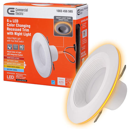 Commercial Electric 6 in. Adjustable CCT Retrofit Integrated LED Recessed Downlight Trim with Night Light 670LM Kitchen Lighting