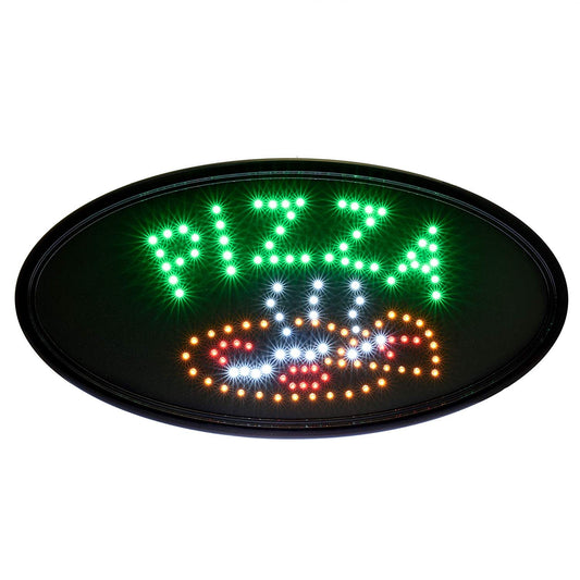 Alpine Industries LED Pizza Sign (Oval) - Commercial Grade Eye Catching Store Sign