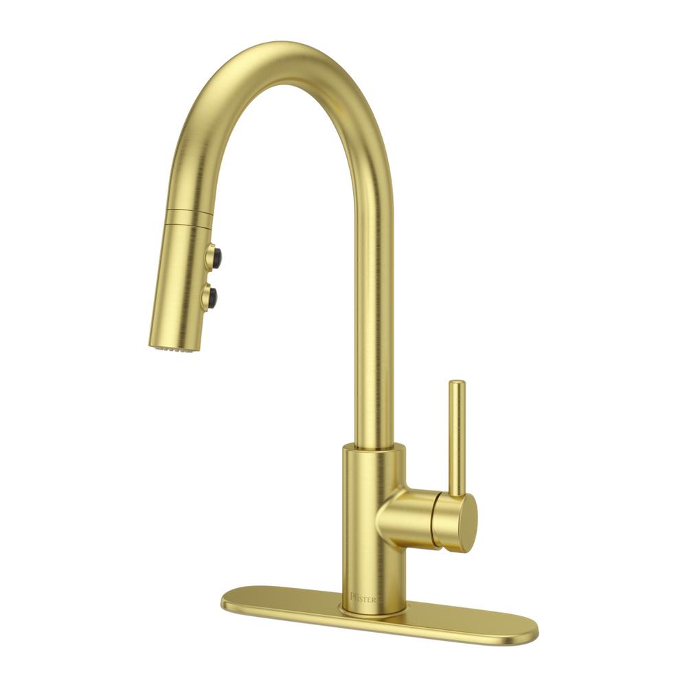Pfister LG529-SA Stellen 1.8 GPM Single Hole Pull Down Kitchen Faucet - Includes Escutcheon Brushed Gold