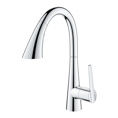 Grohe 30 368 2 Zedra 1.75 GPM Single Hole Pull Down Bar Faucet with SilkMove Technology Starlight Chrome