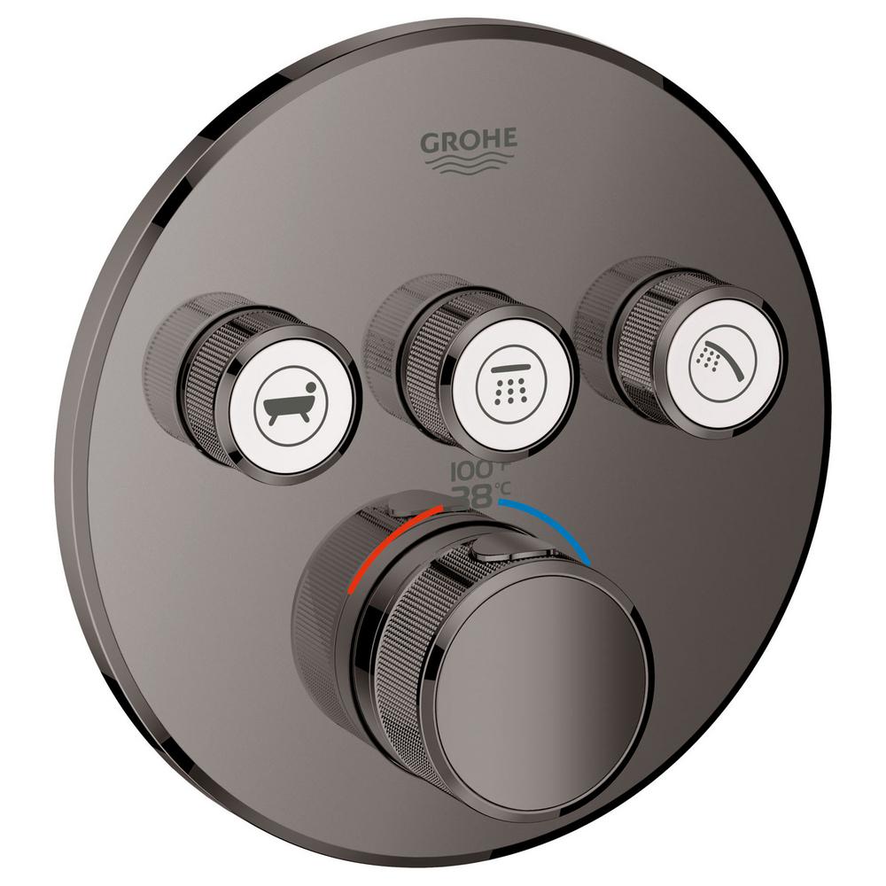 Grohe 29 138 Grohtherm Triple Function Thermostatic Valve Trim Only with Triple Knob Handles and Volume Control