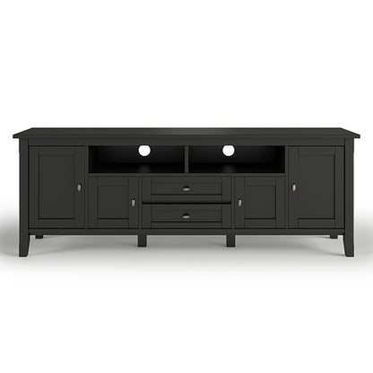 Simpli Home - Warm Shaker SOLID WOOD 72 in Wide TV Media Stand & For TVs up to 80 inches - Black