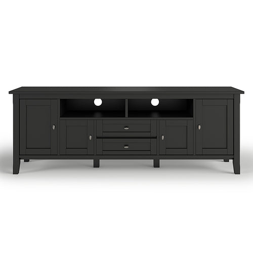 Simpli Home - Warm Shaker SOLID WOOD 72 in Wide TV Media Stand & For TVs up to 80 inches - Black