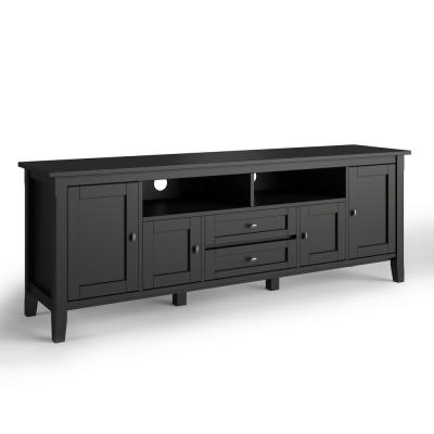 Simpli Home - Warm Shaker SOLID WOOD 72 in Wide TV Media Stand & For TVs up to 80 inches - Black