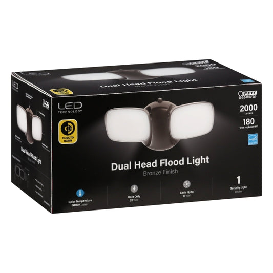 Feit LED Dusk to Dawn Hardwired LED Bronze Security Floodlight
