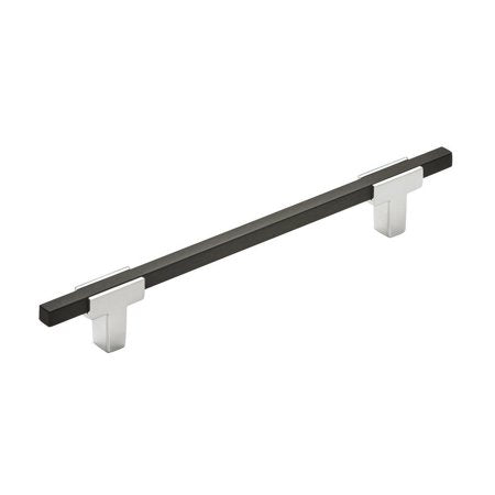 8 x Amerock | Cabinet Pull | Polished Chrome/Brushed Matte Black | 6-5/16 inch (160 mm) Center to Center | Urbanite