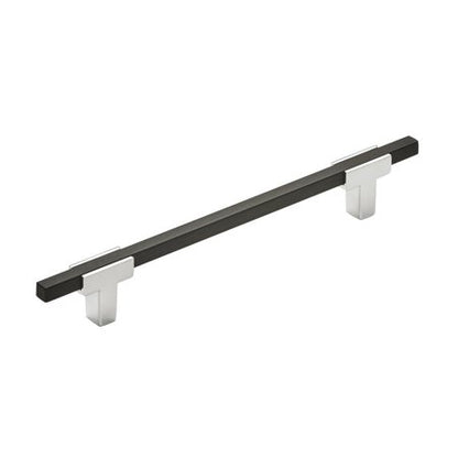 8 x Amerock | Cabinet Pull | Polished Chrome/Brushed Matte Black | 6-5/16 inch (160 mm) Center to Center | Urbanite