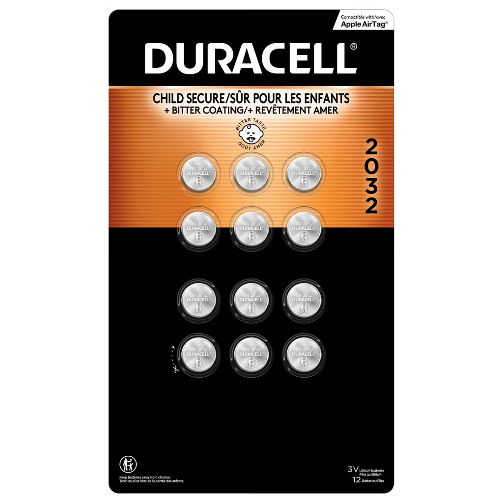 12 x Duracell 2032 Lithium Coin Batteries