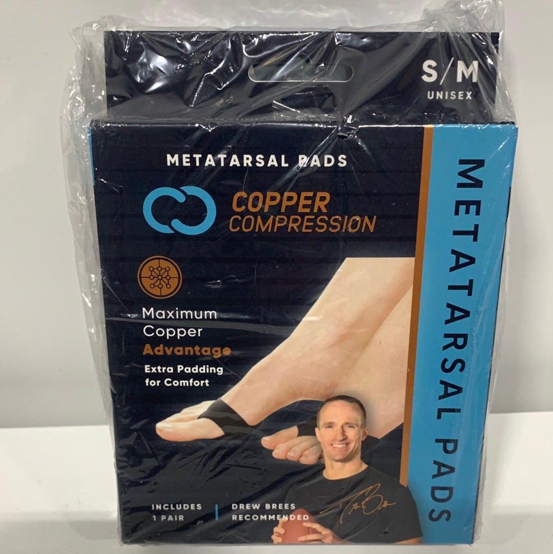 Copper Compression Metatarsal Pads for Foot Pain Relief and Support - Small / Medium