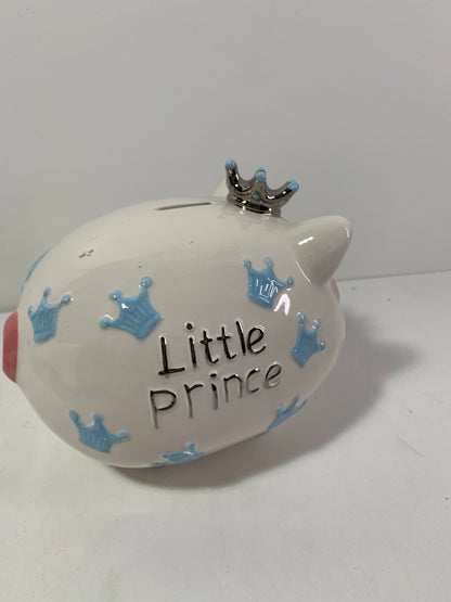 Ceramic Piggy Bank，Coin Bank ，Crown Princess Money Box  8.3" L)