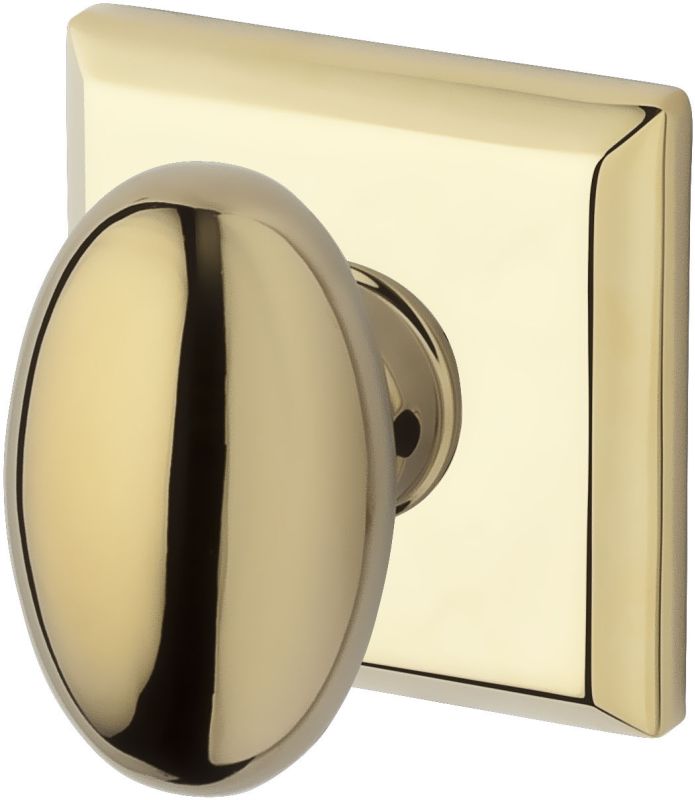 Baldwin HD.ELL.TSR Ellipse Non-Turning One-Sided Dummy Door Knob with Square Rose Lifetime Polished Brass