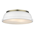 Duncan 14" Flush Mount Light Fixture Aged Brass with Matte White Shade- Ceiling Light, Ceiling Light Fixture, Flush Mount Ceiling Light, Ceiling Light Fixtures