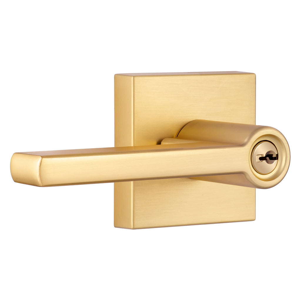 Miseno MLK1022X Lorton Flat Bar Single Cylinder Keyed Entry Door Lever Set Satin Brass