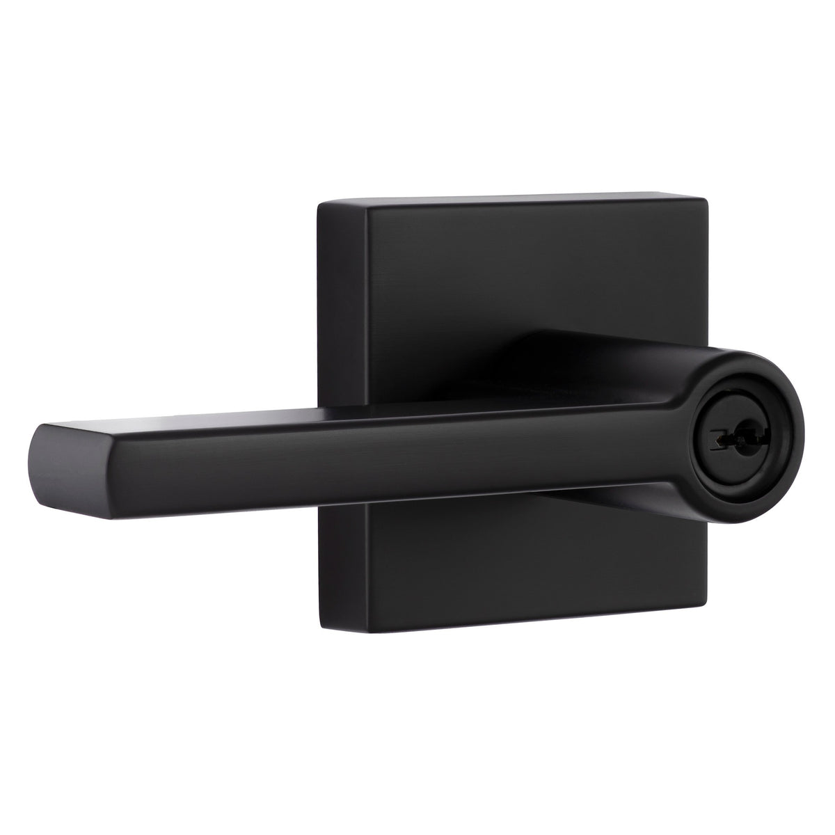 Miseno MLK1022X Lorton Flat Bar Single Cylinder Keyed Entry Door Lever Set Matte Black