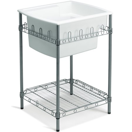 STERLING, a KOHLER Company 996-0 Latitude 25-inch by 22-inch Top-mount Single Bowl Vikrell Utility Sink with Stand, White, Model:K-996-0