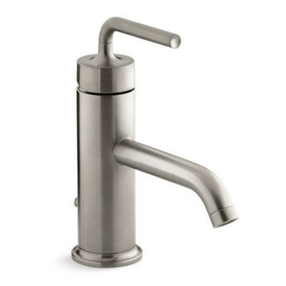 Purist 1-Hole Single Handle Low-Arc Bathroom Vessel Sink Faucet with Straight Lever Handle in Vibrant Brushed Nickel