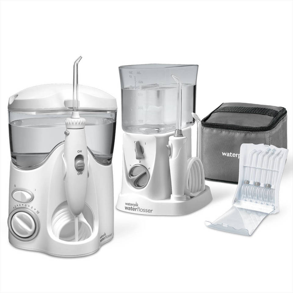 Waterpik Water Flosser, Nano Flosser, Deluxe Traveler Case, Tip Storage Case and 12 Accessory Tips Combo Pack