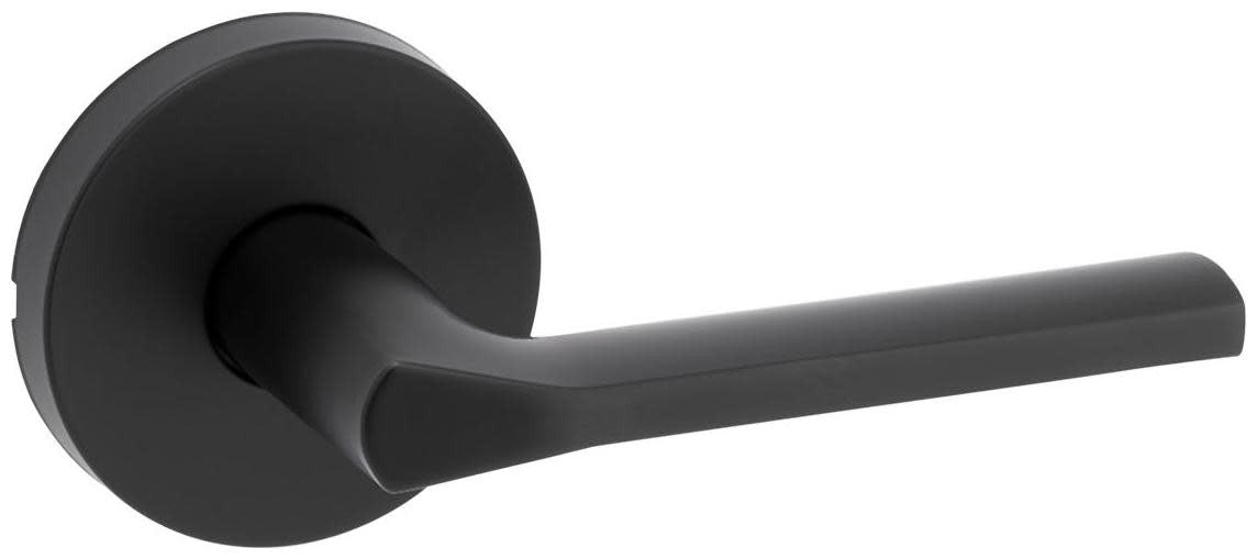 Kwikset 720LSLRDT Lisbon Passage Door Lever Set with Round Rose Matte Black