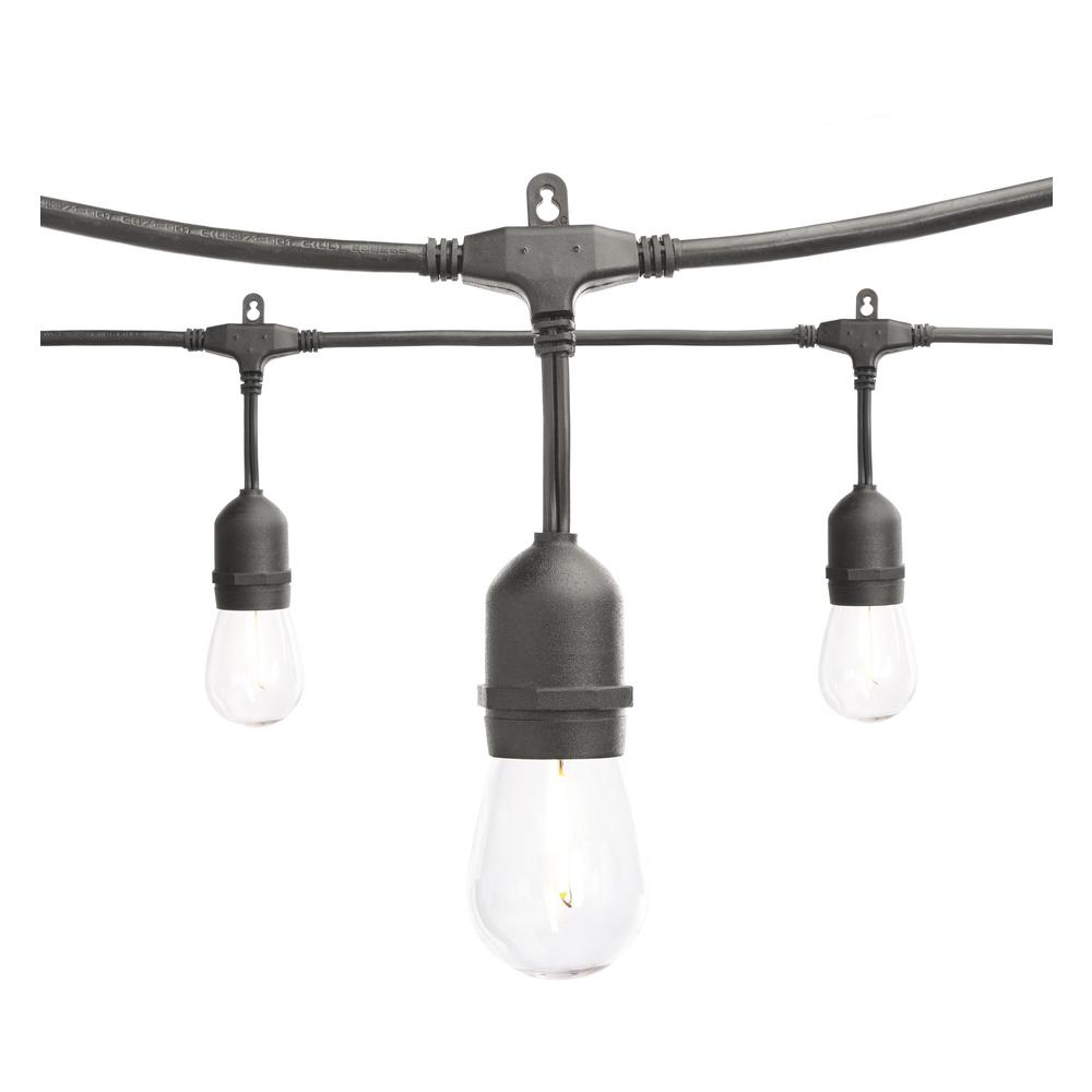 Hampton Bay 12-Light 24 Ft. Plug-in Indoor/Outdoor Edison String Light with S14 Single Filament LED Bulbs