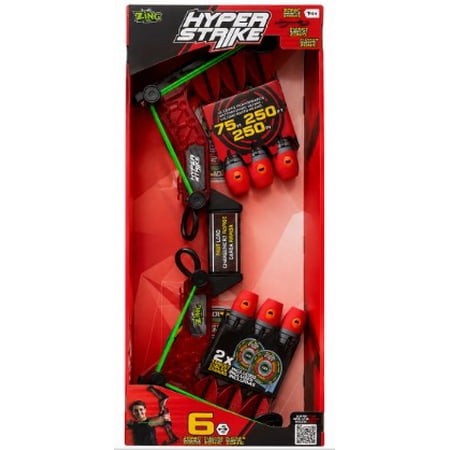 Zing HyperStrike Bow & Arrow Toy Set Red with 6 Zonic Whistle Foam Arrows
