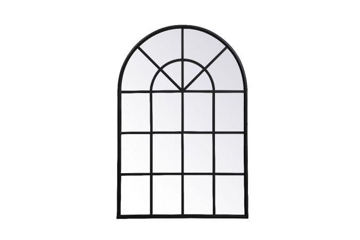 Elegant Decor Motif 42" x 28" Mid Century Metal Windowpane Frame Mirror in Black