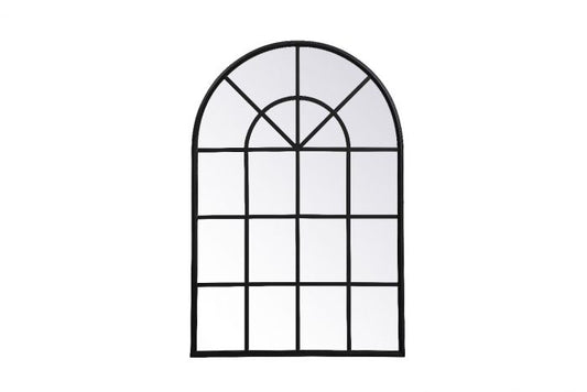 Elegant Decor Motif 42" x 28" Mid Century Metal Windowpane Frame Mirror in Black