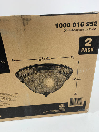 11 in. 1-Light Oil Rubbed Bronze Flush Mount (2-Pack)