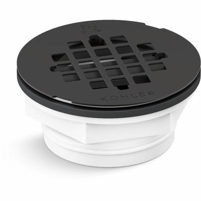 KOHLER K-22676-BL Round PVC Shower Receptor Drain, Black Finish