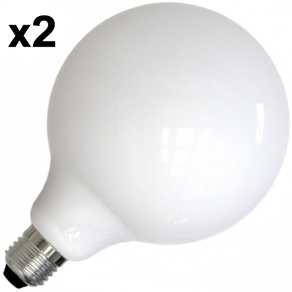 2 x Bulbrite 8.5 Watt Dimmable Milky Finish Globe G40 LED Light Bulb with Medium (E26) Base 2700K Warm White