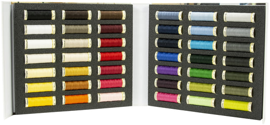 Gutermann Thread Notebook with 42 Individual 110 Yard Spools of 100% Polyester Thread Assorted Colors