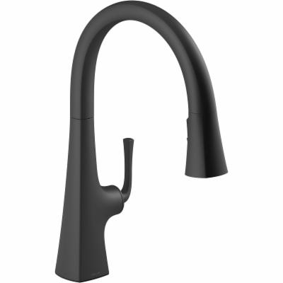 Scuff Kohler Graze Pull Down Kitchen Faucet, Kitchen Sink Faucet with Pull Down Sprayer, Matte Black, K-22062-BL