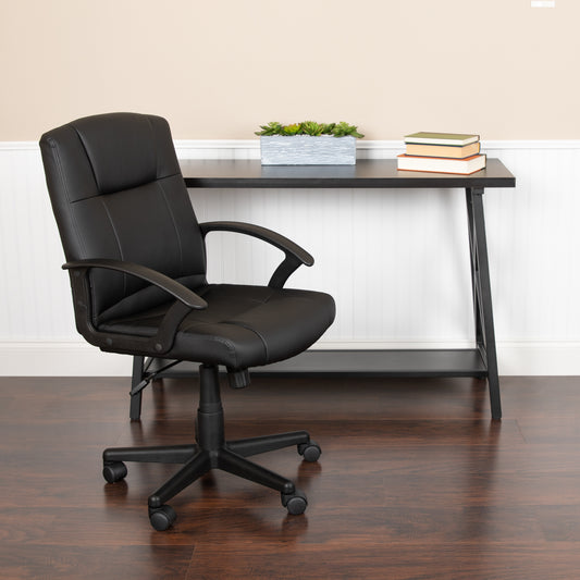 Flash Furniture - Coffman Contemporary Leather/Faux Leather Swivel Office Chair - Black