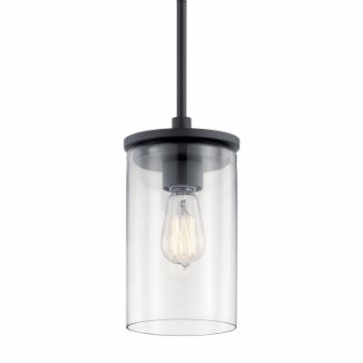 Kichler 43996BK Crosby Pendant, 1-Light 100 Watts, Black