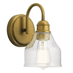 KICHLER Avery 5.5" Wall Sconce Industrial 1 Light Wall Fixture with Clear Seeded Glass in Natural Brass, Bathroom, Bedroom or Hallway (8.25" x 5.5" x 9.5") 45971NBR