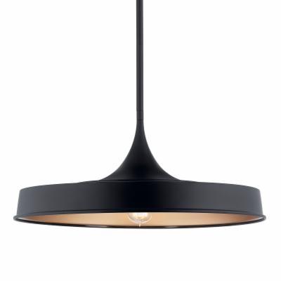 Kichler 52096 Elias 22’’ Wide Single Pendant / Semi-Flush Ceiling Fixture with Short Shade Black Indoor Lighting